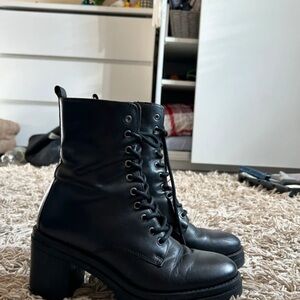 Dune London Black Lace-Up Ankle Boots